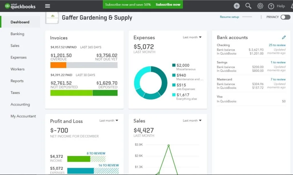 QuickBooks AI bookkeeping dashboard